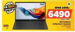 POWER 15,6 bærbar pc, NOK 6490 tilbud