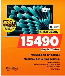 POWER MacBook Air 15 (2025), NOK 15490 tilbud