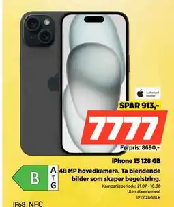 POWER iPhone 15 128 GB, NOK 7777 tilbud