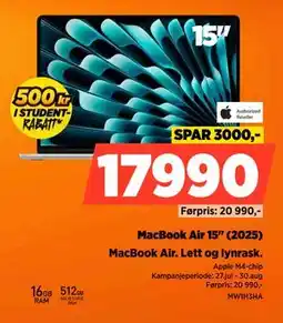 POWER MacBook Air 15 (2025), NOK 17990 tilbud