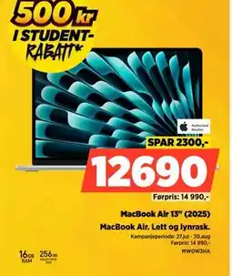 POWER MacBook Air 13 (2025), NOK 12690 tilbud