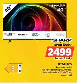POWER 40 Full HD-TV, NOK 2499 tilbud