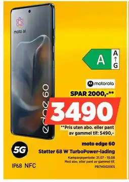 POWER moto edge 60, NOK 5490 tilbud