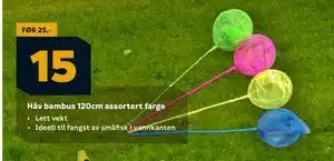 Megaflis Håv bambus 120cm assortert farge, NOK 15 tilbud