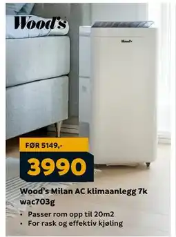 Megaflis Wood’s Milan AC klimaanlegg 7k wac703g, NOK 3990 tilbud