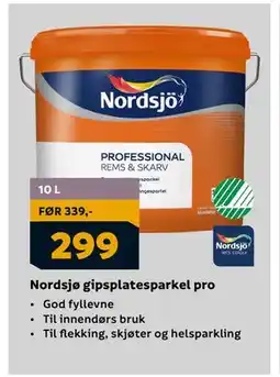 Megaflis Nordsjø gipsplatesparkel pro, NOK 299 tilbud