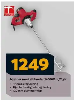 Megaflis Mjølner mørtelblander 1400W m/2 gir, NOK 1249 tilbud