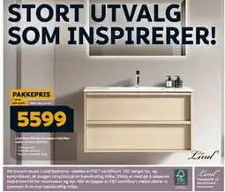 Megaflis Lind Aura 100 servantskap + Lind Marseille servant 100 hvit, NOK 5599 tilbud