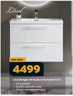 Megaflis Lind Delight 80 baderomsmøbel hvit, NOK 4499 tilbud