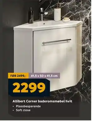 Megaflis Allibert Corner baderomsmøbel hvit, NOK 2299 tilbud