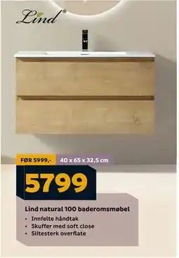 Megaflis Lind natural 100 baderomsmøbel, NOK 5799 tilbud