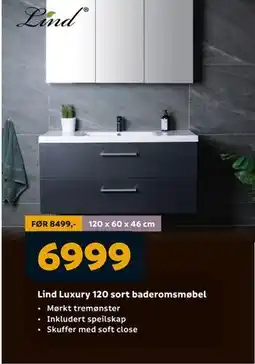 Megaflis Lind Luxury 120 sort baderomsmøbel, NOK 6999 tilbud