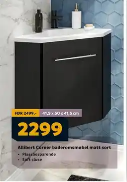 Megaflis Allibert Corner baderomsmøbel matt sort, NOK 2299 tilbud
