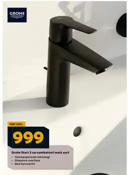 Megaflis Grohe Start S servantbatteri matt sort, NOK 999 tilbud