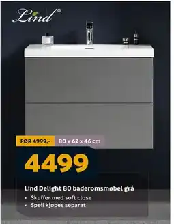 Megaflis Lind Delight 80 baderomsmøbel grå, NOK 4499 tilbud