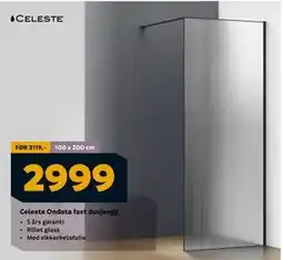 Megaflis Celeste Ondata fast dusjvegg, NOK 2999 tilbud
