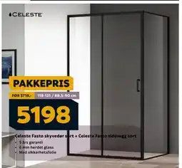 Megaflis Celeste Fasto skyvedør sort + Celeste Fasto sidevegg sort, NOK 5198 tilbud