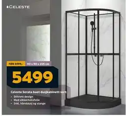 Megaflis Celeste Serata buet dusjkabinett sort, NOK 5499 tilbud