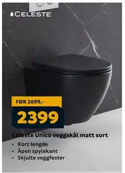 Megaflis Celeste Unico veggskål matt sort, NOK 2399 tilbud