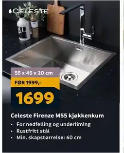 Megaflis Celeste Firenze M55 kjøkkenkum, NOK 1699 tilbud