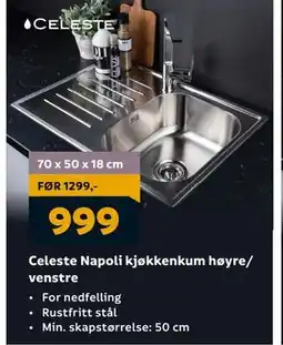 Megaflis Celeste Napoli kjøkkenkum høyre/ venstre, NOK 999 tilbud