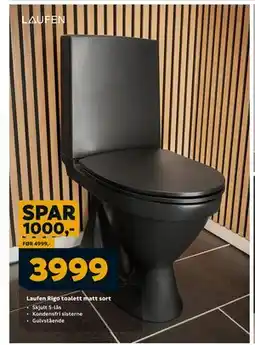 Megaflis Laufen Rigo toalett matt sort, NOK 3999 tilbud