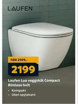 Megaflis Laufen Lua veggskål Compact Rimless hvit, NOK 2199 tilbud