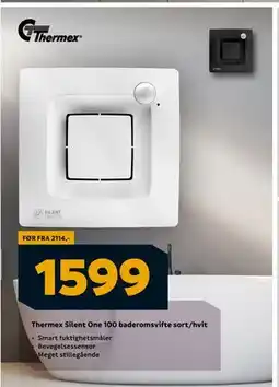 Megaflis Thermex Silent One 100 baderomsvifte sort/hvit, NOK 1599 tilbud
