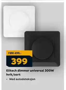 Megaflis Elitech dimmer universal 300W hvit/sort, NOK 399 tilbud