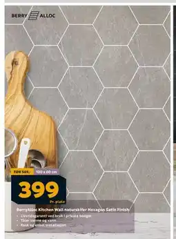 Megaflis BerryAlloc Kitchen Wall naturskifer Hexagon Satin Finish, NOK 399 tilbud
