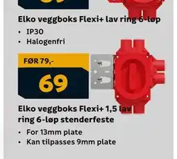 Megaflis Elko veggboks Flexi+ 1,5 lav ring 6-løp stenderfeste, NOK 69 tilbud