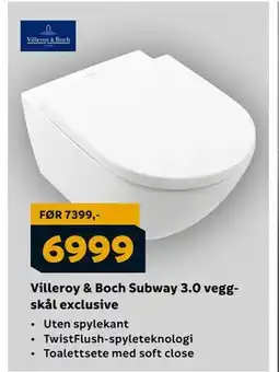 Megaflis Villeroy & Boch Subway 3.0 veggskål exclusive, NOK 6999 tilbud