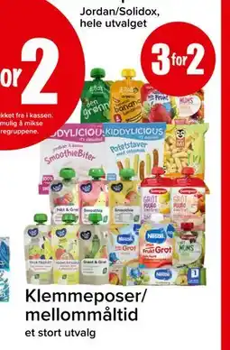 Spar Klemmeposer/ mellommåltid tilbud