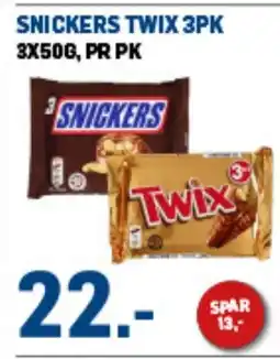 Price Lagerbutikk SNICKERS TWIX 3PK tilbud
