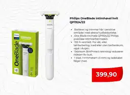Clas Ohlson Philips OneBlade intimhøvel hvit QP1924/22 tilbud