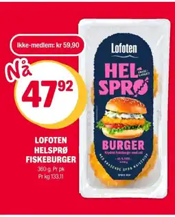 Coop Extra LOFOTEN HELSPRØ FISKEBURGER tilbud