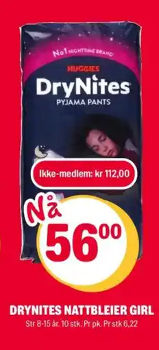 Coop Extra DRYNITES NATTBLEIER GIRL tilbud
