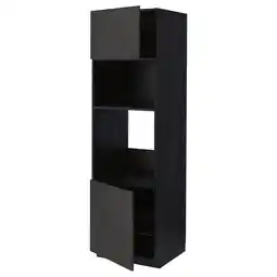 IKEA Metod Høyskap f ovn/mikro m 2 dører/hylle, svart/nickebo matt antrasitt, 60x60x200 cm tilbud
