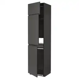 IKEA Metod Høyskap f kjøleskap/fryser+ 3 dører, svart/voxtorp mørk grå, 60x60x240 cm tilbud