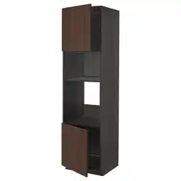 IKEA Metod Høyskap f ovn/mikro m 2 dører/hylle, svart/sinarp brun, 60x60x220 cm tilbud