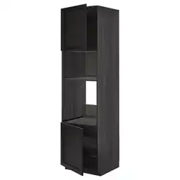 IKEA Metod Høyskap f ovn/mikro m 2 dører/hylle, svart/lerhyttan svartbeiset, 60x60x220 cm tilbud