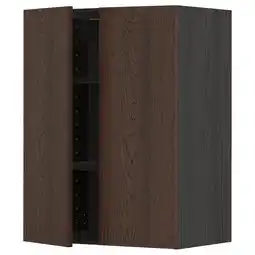 IKEA Metod Veggskap m hyller/2 dører, svart/sinarp brun, 60x80 cm tilbud