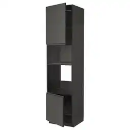 IKEA Metod Høyskap f ovn/mikro m 2 dører/hylle, svart/voxtorp mørk grå, 60x60x240 cm tilbud