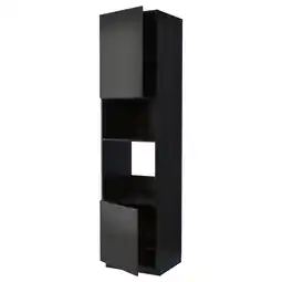 IKEA Metod Høyskap f ovn/mikro m 2 dører/hylle, svart/nickebo matt antrasitt, 60x60x240 cm tilbud