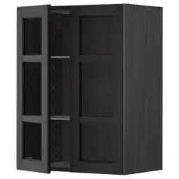 IKEA Metod Veggskap m hyller/2 vitrinedører, svart/lerhyttan svartbeiset, 60x80 cm tilbud