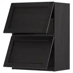 IKEA Metod Veggskap horisont m 2 vitrinedører, svart/lerhyttan svartbeiset, 60x80 cm tilbud