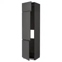IKEA Metod Høyskap f kjøleskap/fryser+ 3 dører, svart/voxtorp mørk grå, 60x60x240 cm tilbud