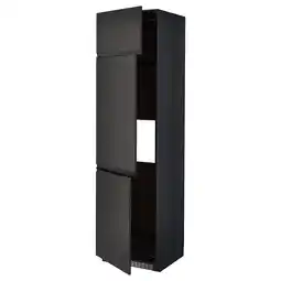 IKEA Metod Høyskap f kjøleskap/fryser+ 3 dører, svart/upplöv matt antrasitt, 60x60x220 cm tilbud