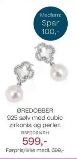 Bjørklund ØREDOBBER 925 sølv med cubic zirkonia og perler. tilbud