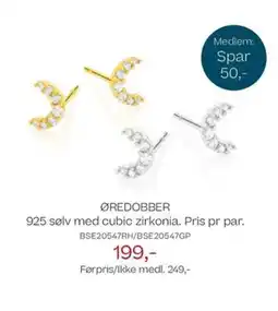 Bjørklund ØREDOBBER 925 sølv med cubic zirkonia. Pris pr par. tilbud